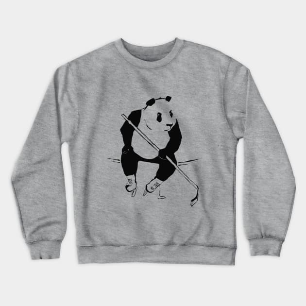 Panda playing hockey Crewneck Sweatshirt by Prizgena